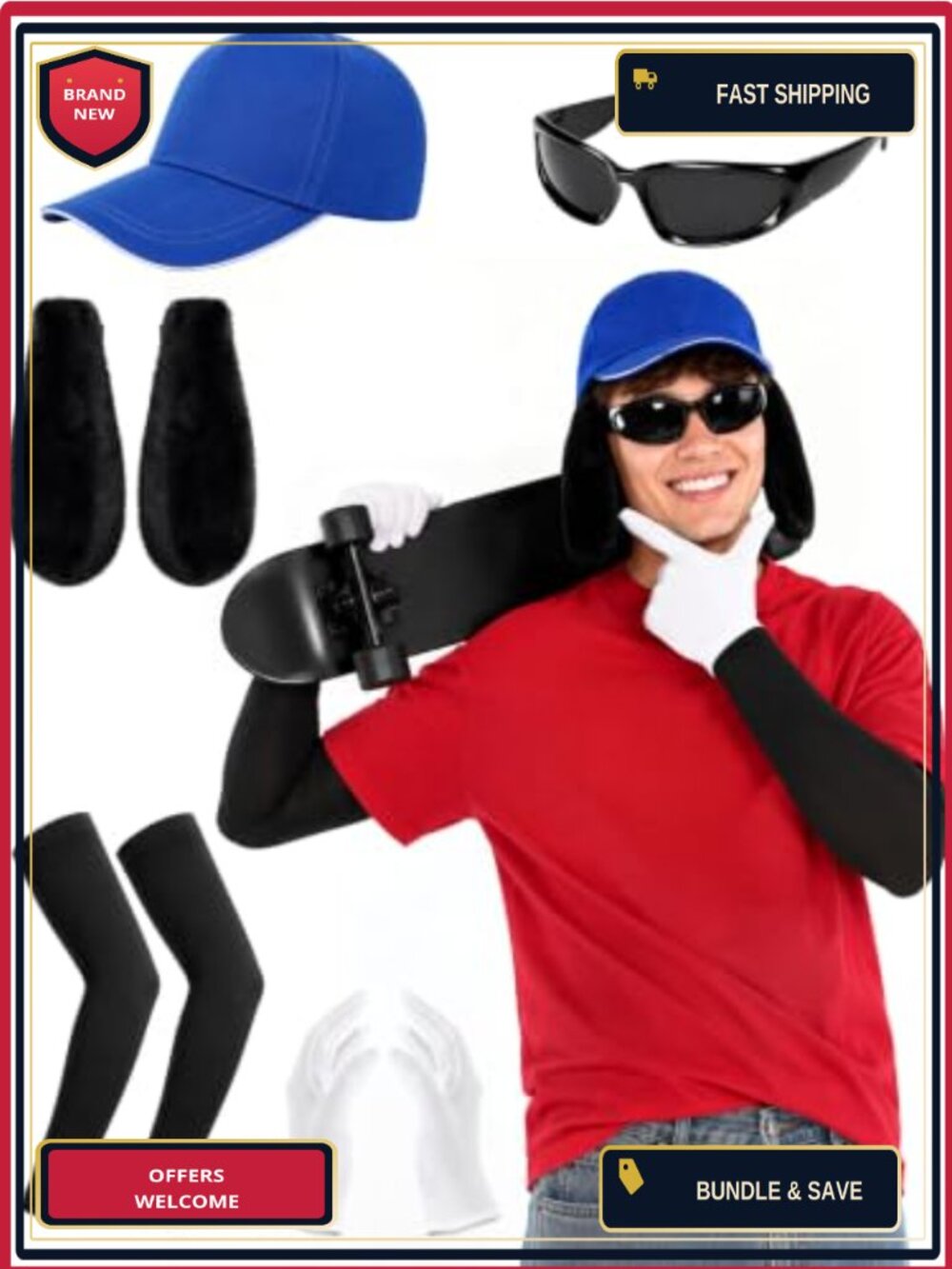 5-Piece Adult Dog Costume Accessory Set Halloween Dress-Up